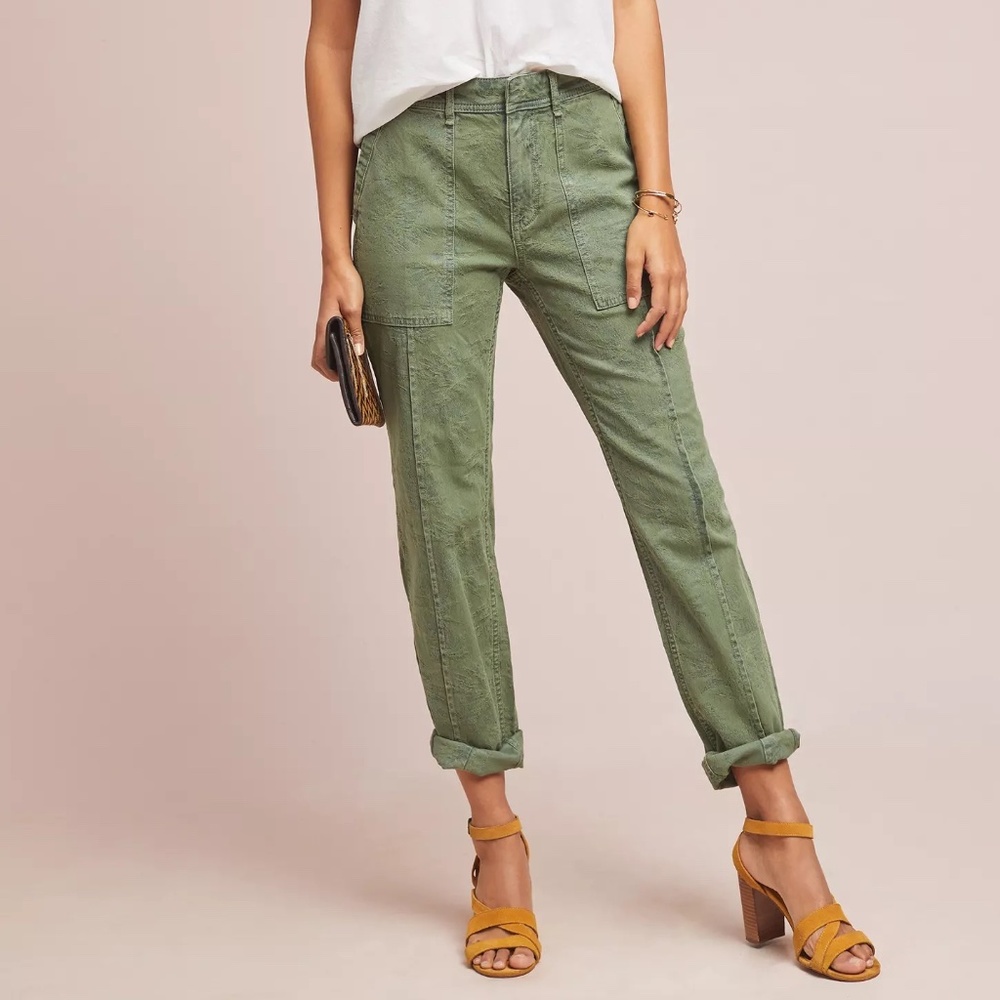 Anthropologie Green Cropped Pants
